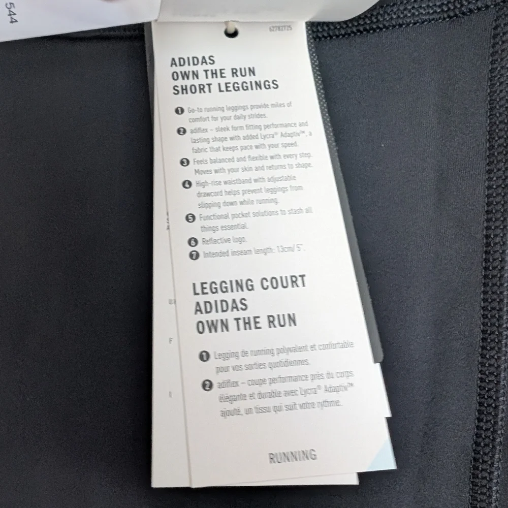 NEW Adidas Womens Own The Run Short Leggings Size Large 5 Inch Inseam Black - Picture 6 of 6